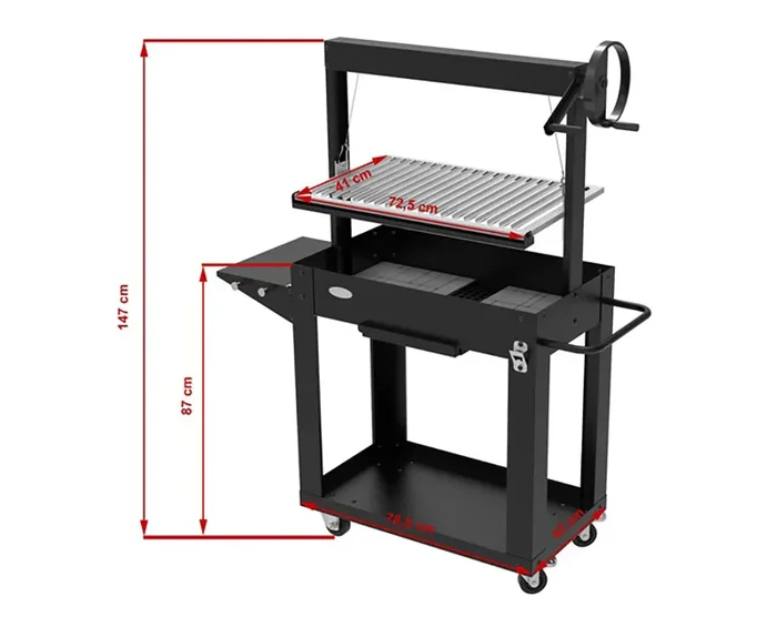Barbecue a Legna e Carbone 80×46,5×21 cm BBQ Argentino in Acciaio Santa Maria Nero - immagine 3