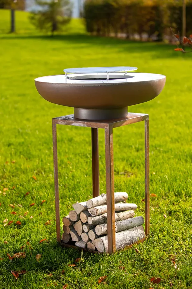 Barbecue a Legna Ø75×97 cm Ara in Acciaio Effetto Ruggine Saldi - immagine 3