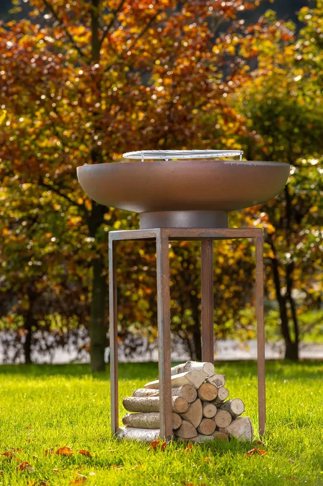 Barbecue a Legna Ø75×97 cm Ara in Acciaio Nero Alta Temperatura