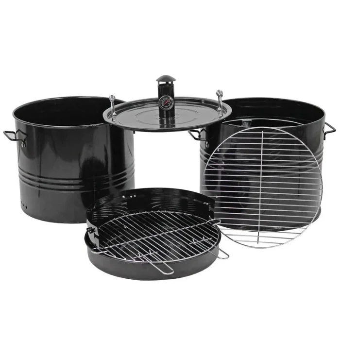 Barbecue Affumicatore a Carbone Carbonella 46,5×42,5×101 cm Griglia Ø47 cm Barrel Nero - immagine 2