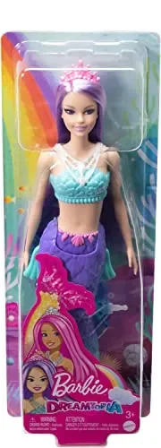 Barbie – Dreamtopia Sirena Bambola capelli viola con coda blu e viola sfumati e coroncina, Giocattolo per Bambini 3+ Anni, HGR10 - immagine 2