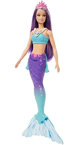 Barbie – Dreamtopia Sirena Bambola capelli viola con coda blu e viola sfumati e coroncina, Giocattolo per Bambini 3+ Anni, HGR10 - immagine 3