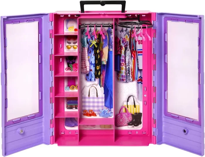 Barbie- Armadio Fashionistas Rosa con Accessori, Bambola Inclusa, Giocattolo…