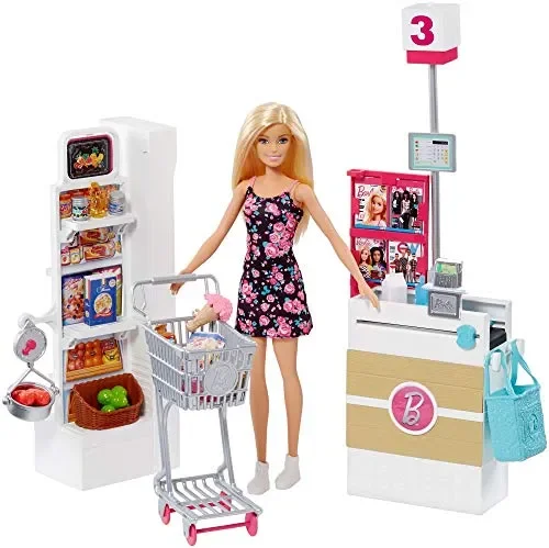 Barbie- Bambola, Supermercato, Carrello Funzionante e Tanti Accessori,… Fornitura