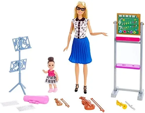 Barbie- Carriere Insegnante di Musica Playset con 2 Bambole, Lavagna, 4…