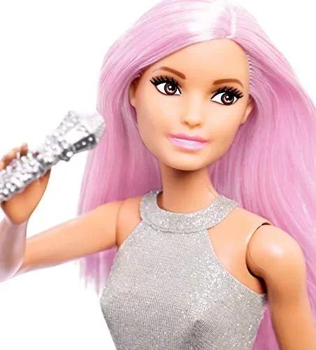 Barbie- Carriere Pop Star con Microfono Bambola Capelli Rosa e Abiti… - immagine 3