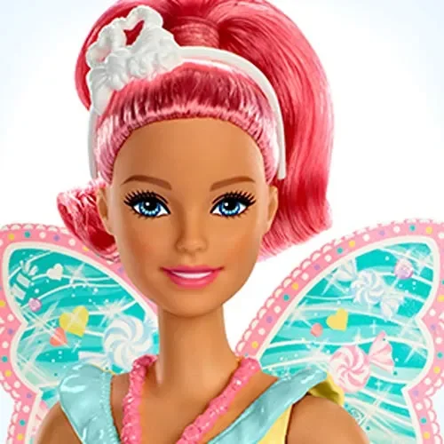 Barbie Dreamtopia Bambola Tema Caramelle Colorate con Capelli e Ali Rosa,… - immagine 3