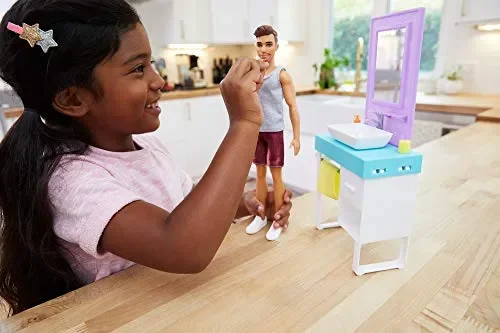 Barbie- Playset Il Bagno di Ken, Bambola con Barba Che Appare e Scompare,… - immagine 2