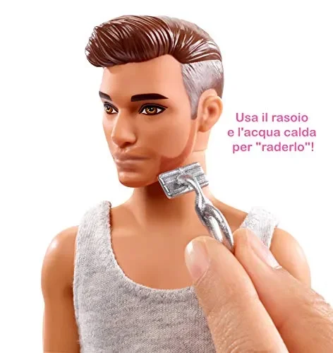 Barbie- Playset Il Bagno di Ken, Bambola con Barba Che Appare e Scompare,… - immagine 3