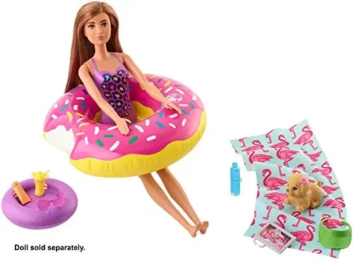 Barbie Set di Arredamenti da Esterno con Ciambella Donut Galleggiante,… - immagine 3