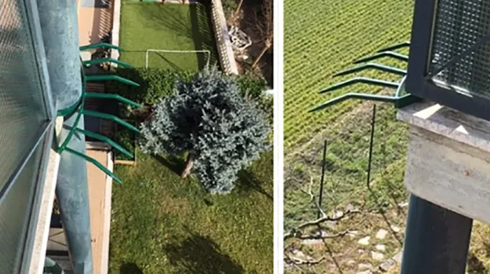 Barriera Antintrusione con Punte in Acciaio 49×25 cm per Balconi Muri di Cinta Marrone - immagine 2