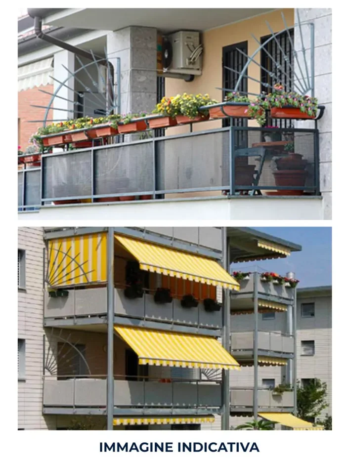 Barriera Antintrusione con Punte in Acciaio per Poggiolo Balcone o Terrazzo Argento - immagine 2