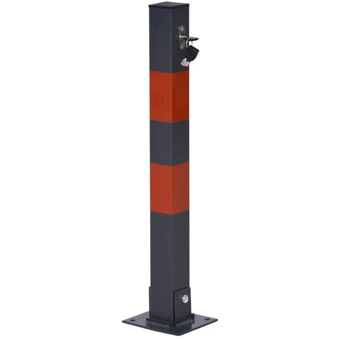 Barriera Dissuasore di Parcheggio Sosta H66 cm in Acciaio Grigio e Rosso