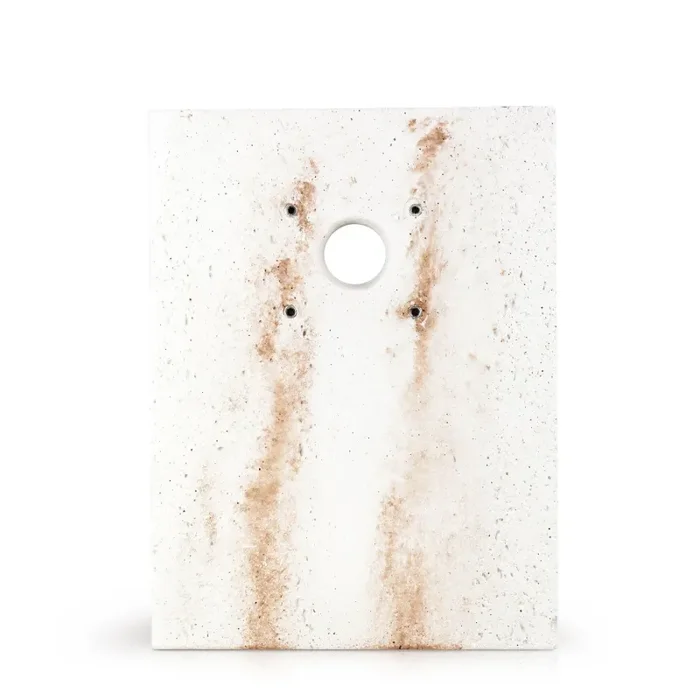 Basamento Rettangolare per Fontane 40x30x3 cm Ghiera Grande in Cemento Effetto Travertino Bianco e Nocciola