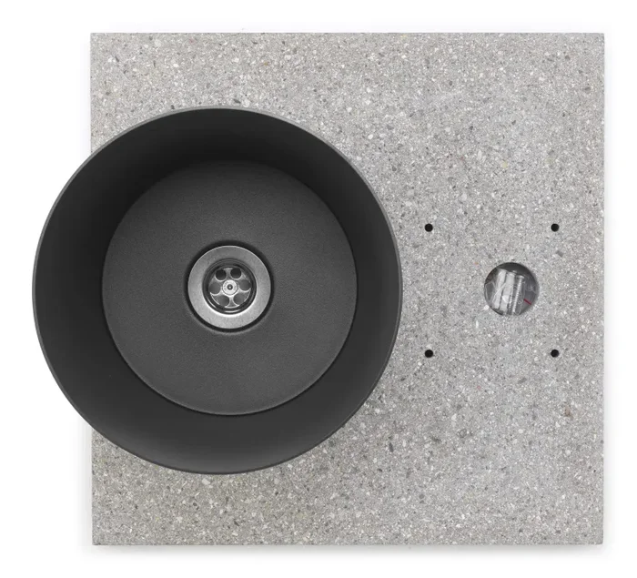 Base con Vaschetta per Fontane con Ghiera Grande 40x40x5 cm in Cemento Belfer 42/BSE/3 Antracite - immagine 2