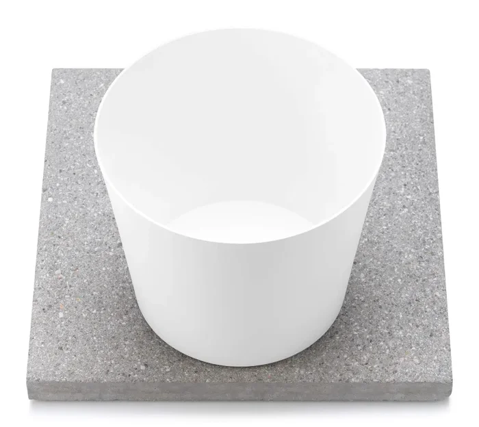 Base con Vaschetta per Fontane con Ghiera Grande 40x40x5 cm in Cemento Belfer 42/BSE/3 Bianco - immagine 3