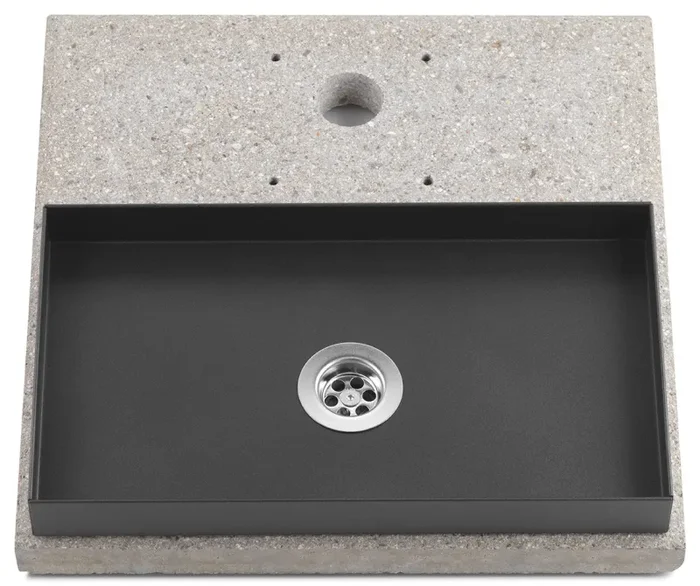 Base con Vaschetta per Fontane con Ghiera Grande 40x40x5 cm in Cemento Belfer 42/BSE/5 Antracite Vendita calda - immagine 2
