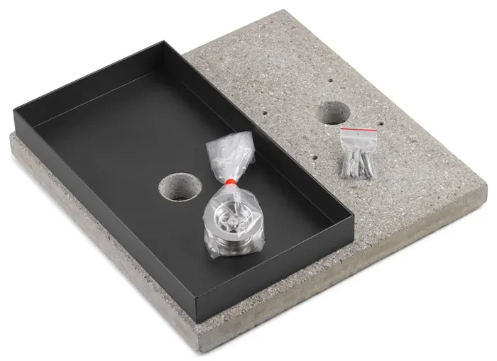 Base con Vaschetta per Fontane con Ghiera Grande 40x40x5 cm in Cemento Belfer 42/BSE/5 Antracite Vendita calda - immagine 3