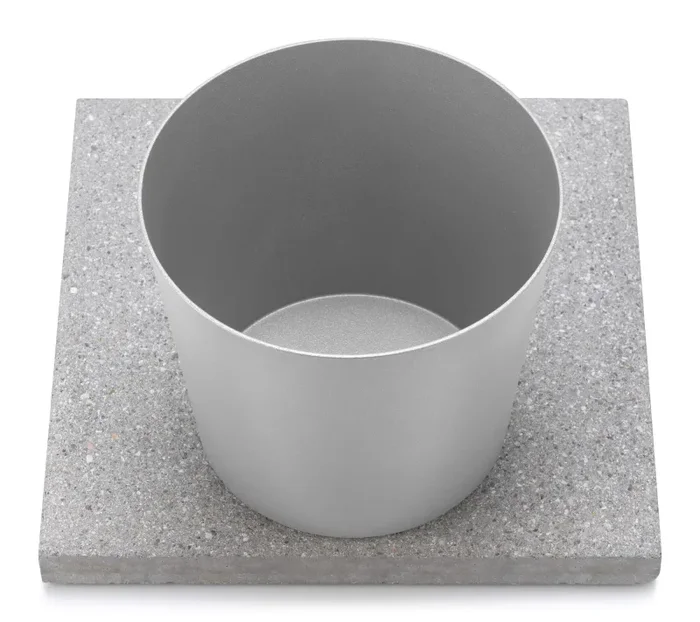 Base con Vaschetta per Fontane con Ghiera Piccola 40x40x5 cm in Cemento Belfer 42/BSE/4 Alluminio - immagine 3