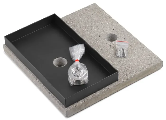 Base con Vaschetta per Fontane con Ghiera Piccola 40x40x5 cm in Cemento Belfer 42/BSE/6 Ruggine - immagine 3