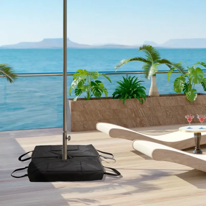 Base per Ombrellone 50x25x18 cm a Sacco Riempibile con 50 kg di Sabbia in Plastica e Tessuto Oxford Nero - immagine 2