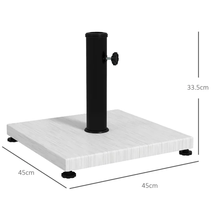Base per Ombrellone da 25kg in Metallo e Cemento con Effetto Legno 45x45x33.5cm Bianco - immagine 3