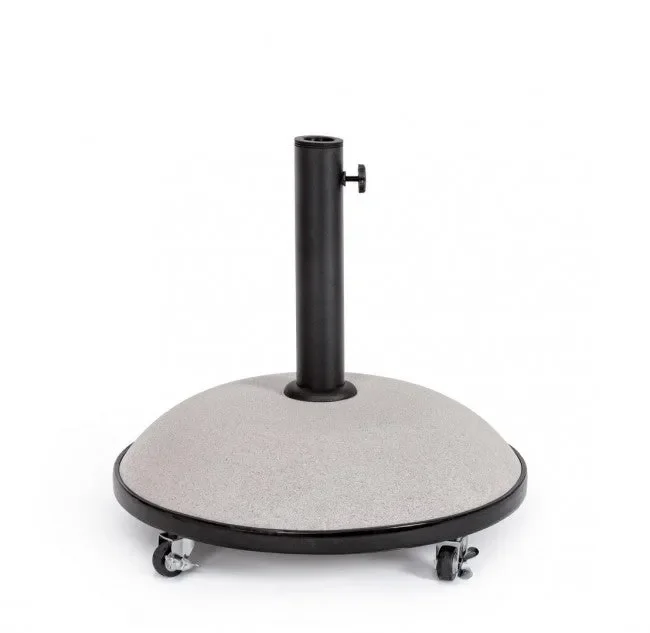 Base per Ombrellone da Giardino con Ruote Ø50×17,5/48,5h cm 35Kg in Cemento Barry Tortora