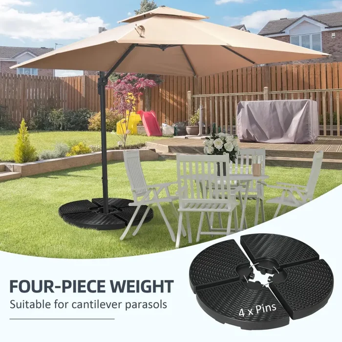 Base per Ombrellone da Giardino Ø100×8 cm in HDPE Nero - immagine 3