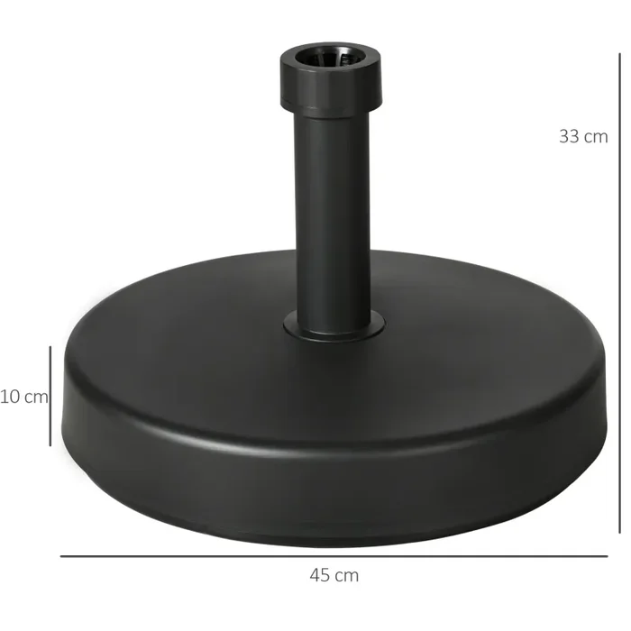 Base per Ombrellone da Giardino Ø45×33 cm Palo 24-48 mm in Plastica Nero - immagine 3