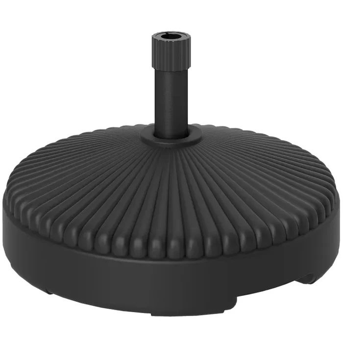 Base per Ombrellone Ø55×30 cm Riempibile con Acqua o Sabbia in HDPE Nero