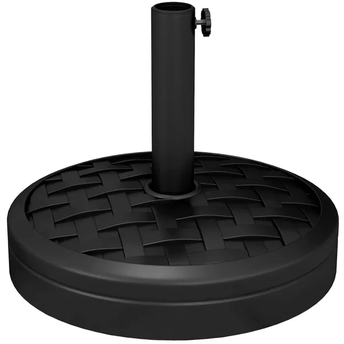 Base per Ombrellone Rotonda da 18kg Ø45×36 cm in HDPE Cemento e Acciaio Nero