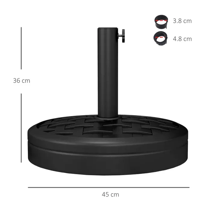 Base per Ombrellone Rotonda da 18kg Ø45×36 cm in HDPE Cemento e Acciaio Nero - immagine 3