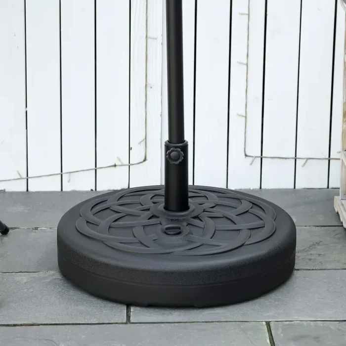 Base per Ombrellone Rotonda Ø56 cm per Pali da Ø3,8 e Ø4,8 mm Riempibile con Acqua e Sabbia in Plastica Nero Fornitura - immagine 2