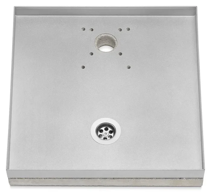 Base Portaciottolo per Fontane 40x40x8 cm in Metallo con Base in Cemento Belfer 42/BSE/10 Alluminio - immagine 2