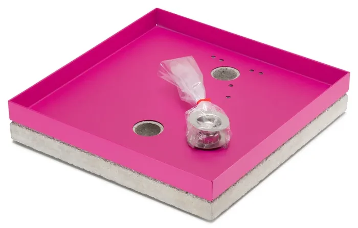 Base Portaciottolo per Fontane 40x40x8 cm in Metallo con Base in Cemento Belfer 42/BSE/10 Ciclamino - immagine 3