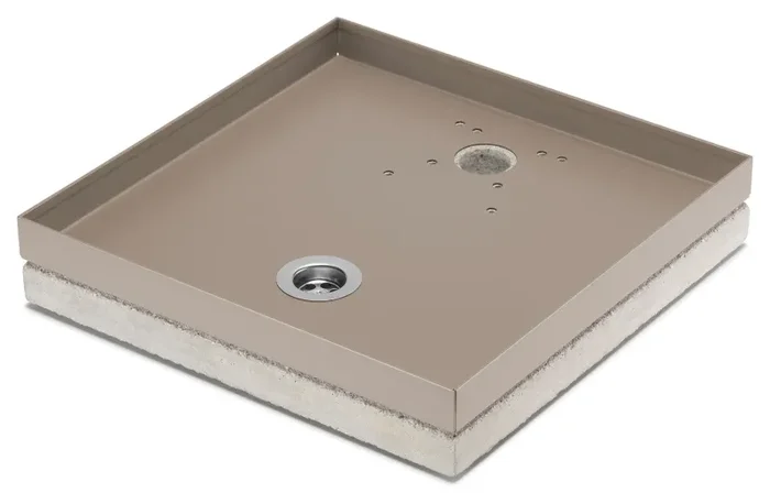 Base Portaciottolo per Fontane 40x40x8 cm in Metallo con Base in Cemento Belfer 42/BSE/10 Tortora Vendita online