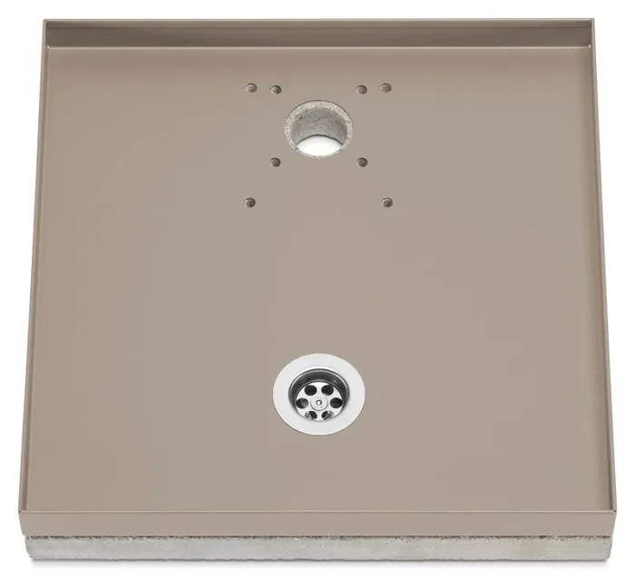 Base Portaciottolo per Fontane 40x40x8 cm in Metallo con Base in Cemento Belfer 42/BSE/10 Tortora Vendita online - immagine 2