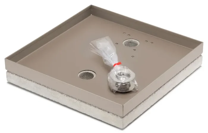 Base Portaciottolo per Fontane 40x40x8 cm in Metallo con Base in Cemento Belfer 42/BSE/10 Tortora Vendita online - immagine 3