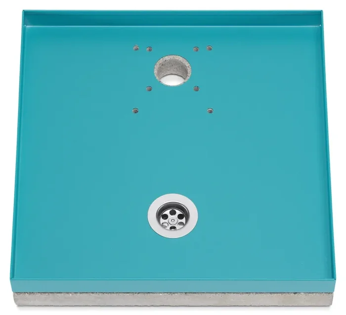 Base Portaciottolo per Fontane 40x40x8 cm in Metallo con Base in Cemento Belfer 42/BSE/10 Turchese - immagine 2