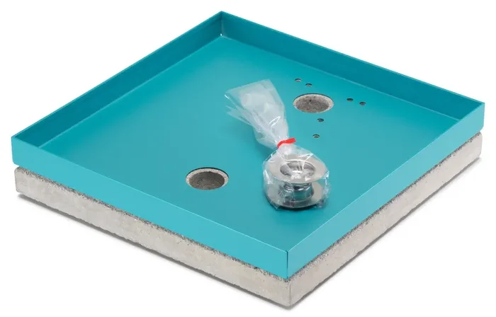 Base Portaciottolo per Fontane 40x40x8 cm in Metallo con Base in Cemento Belfer 42/BSE/10 Turchese - immagine 3