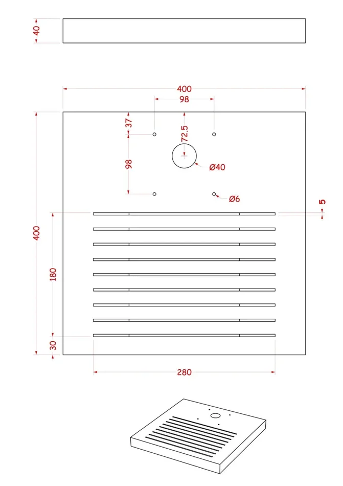 Base Quadrata 40x40x4 cm per Fontane con Ghiera Grande in Cemento Belfer 42/BSE/7.T Tortora - immagine 2