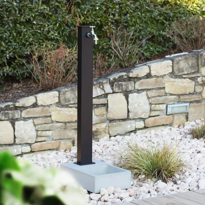 Base Vaschetta per Fontanda da Giardino 25x39xH10 cm in Calcestruzzo Plinto Grigio CLS Saldi - immagine 2