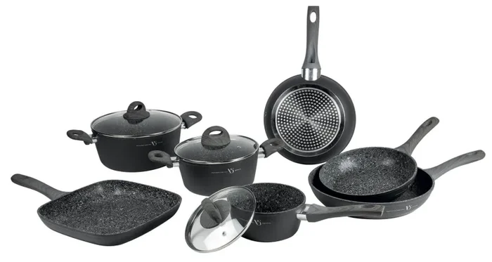 Batteria di Pentole 10 Pezzi in Alluminio Antiaderente Soriani Grigio