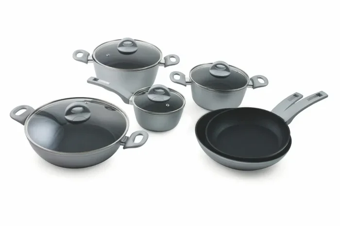 Batteria di Pentole 10 Pezzi in Alluminio Antiaderente Villa du0026#39;Este Home Tivoli Silver