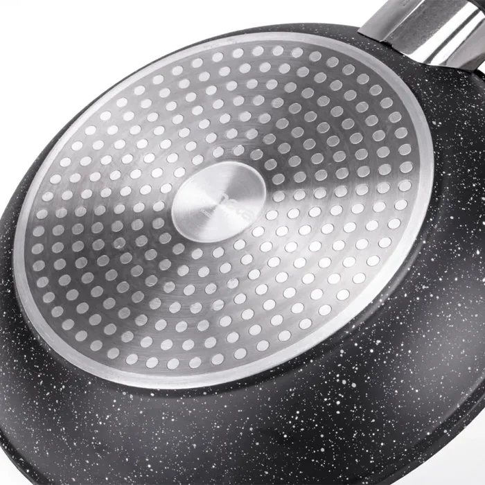 Batteria di Pentole 5 Pezzi Antiaderente Induzione in Alluminio Effetto Pietra Moneta Magnolia Stone Black - immagine 3