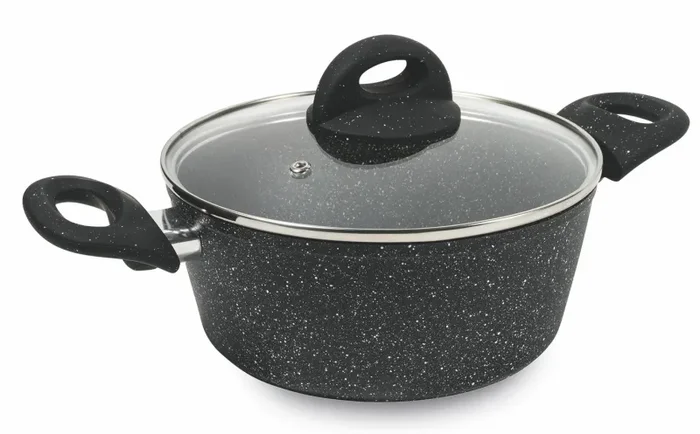 Batteria di Pentole 7 Pezzi in Alluminio Antiaderente Induzione Effetto Pietra Villa du0026#39;Este Home Tivoli Galaxy - immagine 2