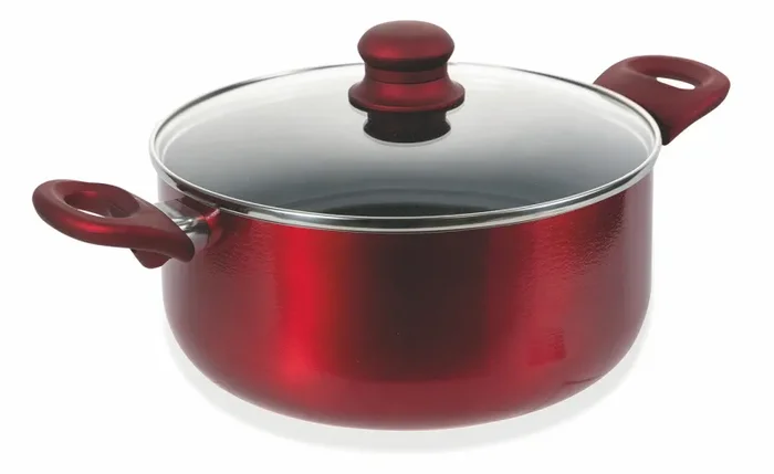 Batteria di Pentole 7 Pezzi in Alluminio Antiaderente Induzione Villa du0026#39;Este Home Tivoli Red Velvet - immagine 2