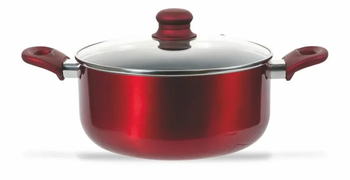 Batteria di Pentole 7 Pezzi in Alluminio Antiaderente Induzione Villa du0026#39;Este Home Tivoli Red Velvet - immagine 3