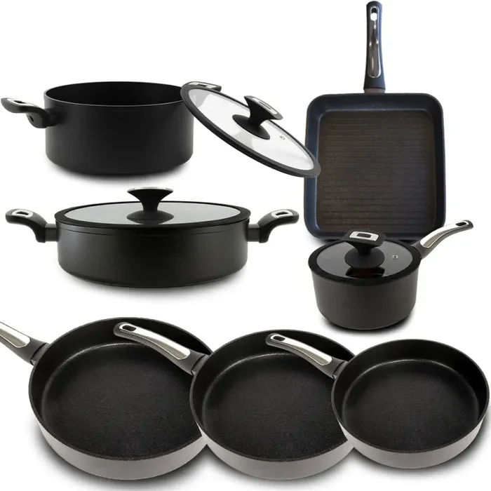 Batteria di Pentole Set 10 Pezzi Antiaderente Induzione Silex Elegance Black Nero - immagine 2