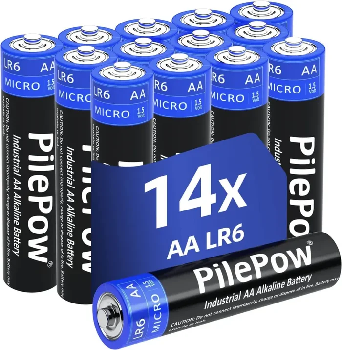 Batterie AA, Confezione da 42 Pile AA stilo alcaline industriale 1.5V Batteria LR6, 10 anni di conservazione batterie usa e getta per giocattoli, telecomando portatile e altri dispositivi quotidiani